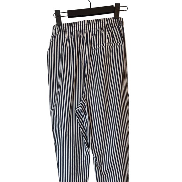 2/$30 ZARA M Basic White & Navy Striped High-Waisted Cropped Pants Tie Belt - Picture 8 of 13